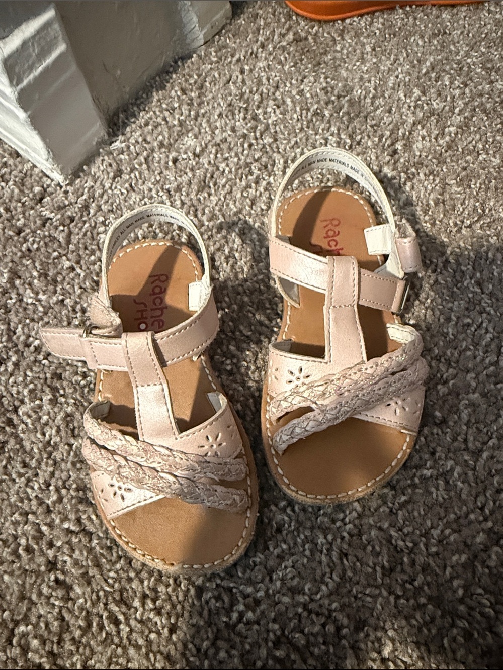 Rachel Shoes Girls Blush Braided T-Strap Sandals